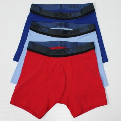 Jockey Life Men's Boxer Briefs Underwear Pack Blue Red Colors