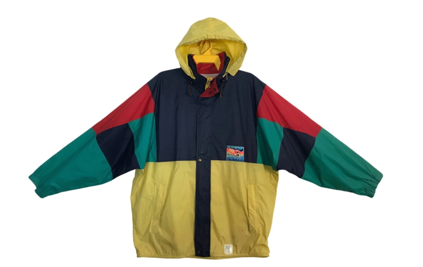 Vintage Futura Made in Italy Ski Jacket Windbreaker Hooded Color Block XL F103