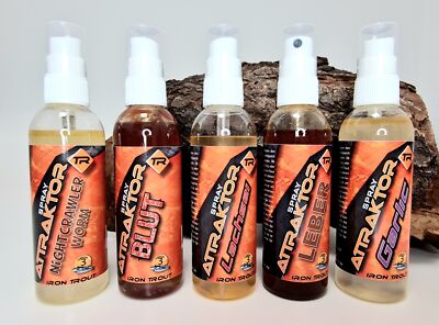 Iron Trout Attraktor Booster Spray Forelle 100ml Garlic Blut Worm Leber Lachsei