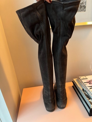 Gianvito Rossi Charcoal Gray Over the Knee Flat Boots, Sz 39, Italy, Orig $1850 - Picture 8 of 10