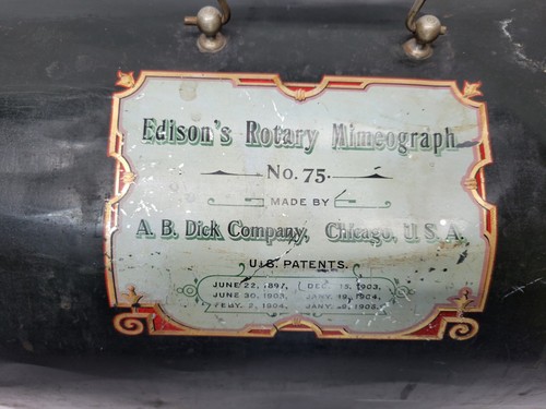 Antique Edison Rotary Mimeograph NO. 75 with Case & Stencil -Near MINT Condition - Picture 21 of 24
