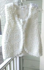 JOHN PAUL RICHARD IVORY BEIGE FAUX FUR CABLE SWEATER VEST EYE HOOK CLOSURES SZ M