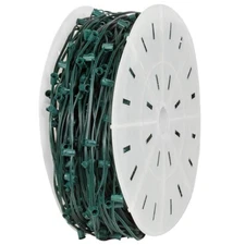 1000' C9 Christmas Light Spool GREEN Wire 800 Sockets SPT-1 Wire 15" Spacing