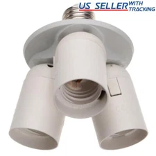 3 to 1 Light Socket E26 Splitter Lamp Base Adapter for Standard LED & CFL Bulbs