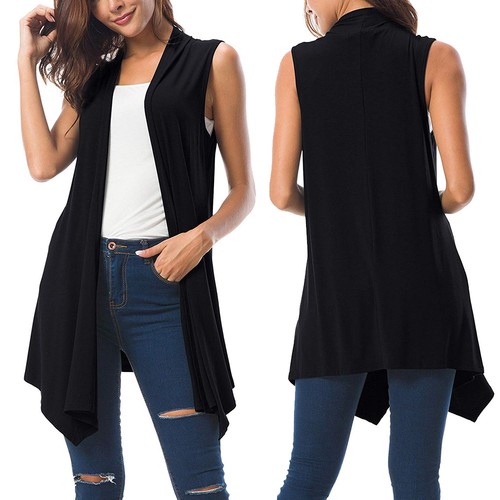 Cardigans Women Sleeveless Asymetric 