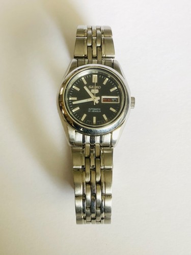Seiko 5 4207-00X0 women Automatic Watch Silver Tone Day Date black Dial - Picture 3 of 11