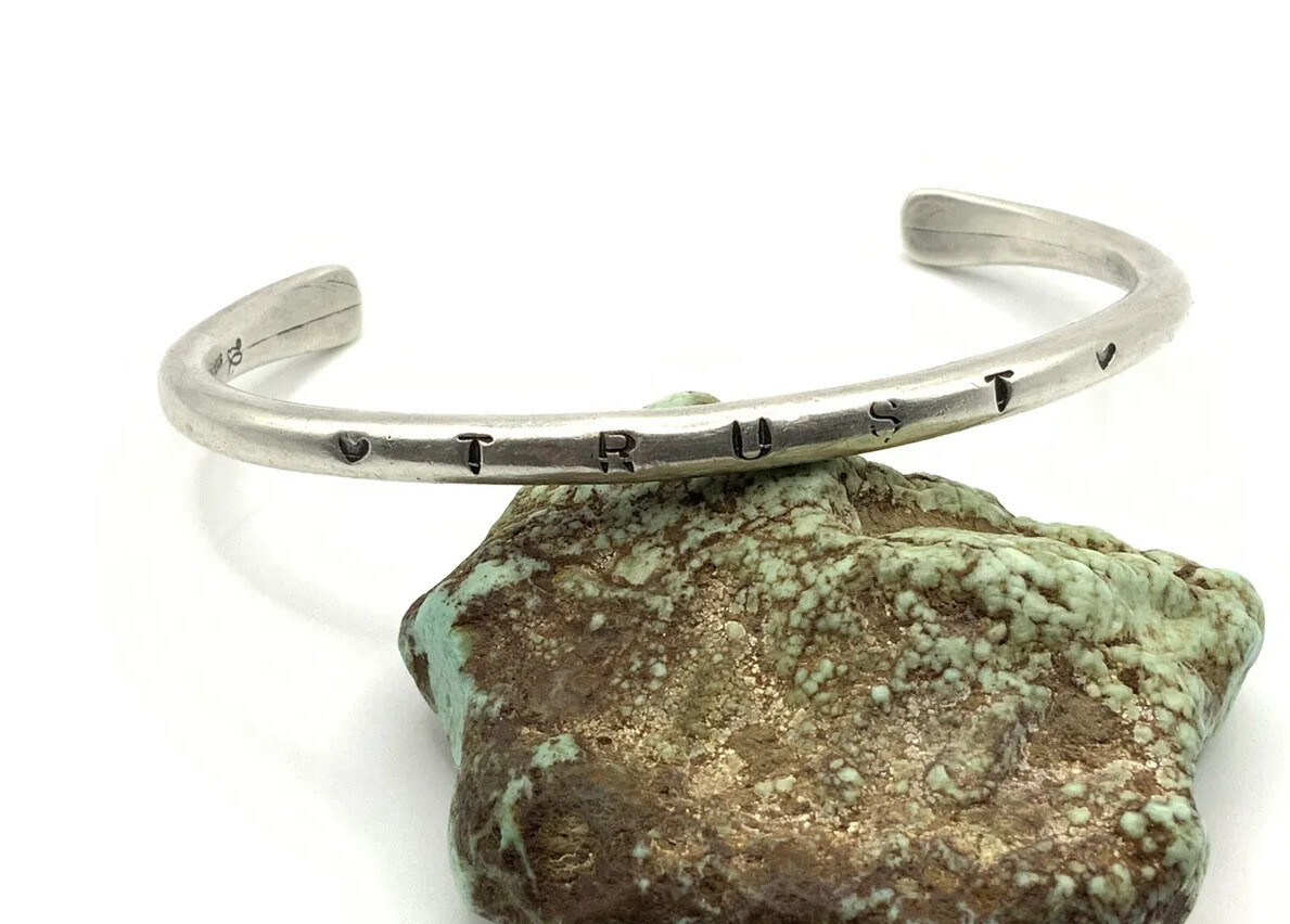 Designer Solid Sterling Silver ‘TRUST’ 7” Inspira… - image 1