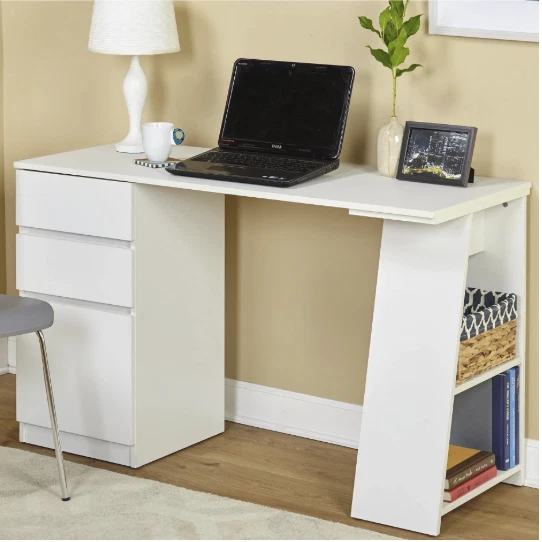 Como writing desk with sale 3 storage drawers