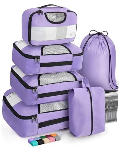 Packing Cubes for Suitcases, Travel Organizer Bags for Carry 6 Set 04-Purple-image
