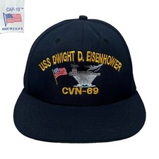 Vintage USA Made USS Dwight D Eisenhower CVN-69 Snapback Hat Cap Navy Blue