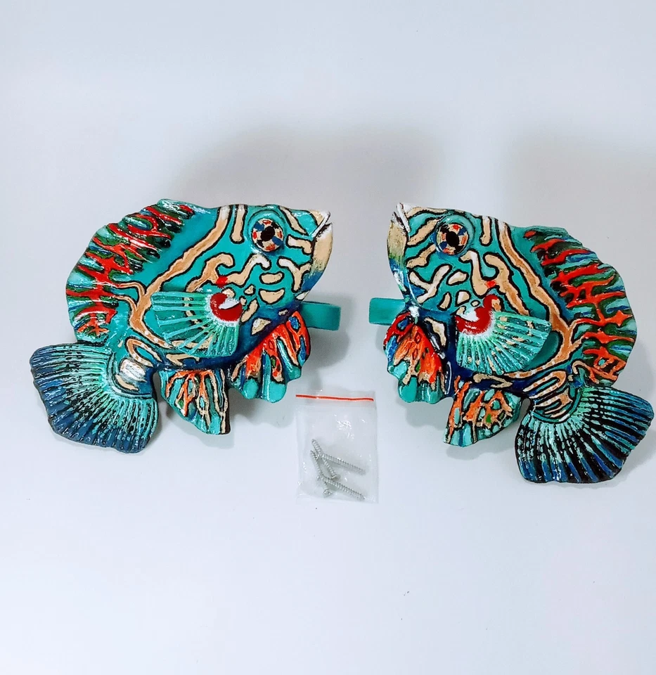 1 set of  Tropical Curtain panel hooks Handcrafted/painted  Tropical fish - Image 2 of 4