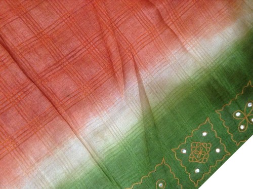 Om Vintage Indian Sari 100% Pure Silk Hand Beadad Mirror Work Red Sare ZA 11581 - Picture 9 of 12