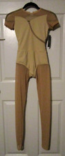 Mariia Open Back Short Sleeve Leggings Unitard Bodysuit Nude Petite NWT