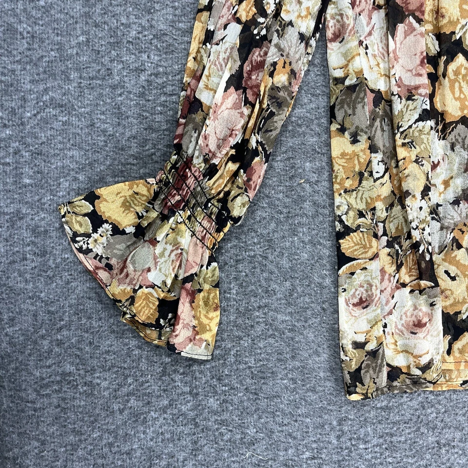 Blusa vintage Kenar Studio Petites floral transparente con botones para mujer con volantes años 90 Foto 3 de 4