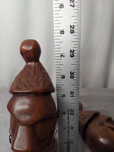 Pair Male Female Vtg African Carved Wood Busts Tribe Tribal Sculpture Statue - Picture 9 of 11