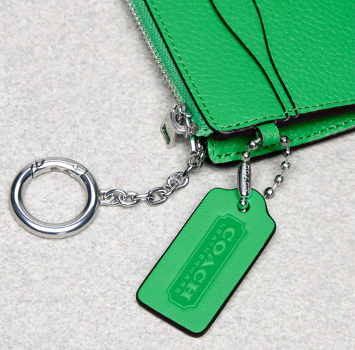 💚Coach Wavy Zip Card Case - 167CX Kelp Green Coachtopia Leather w/keyring NWT - Picture 7 of 8