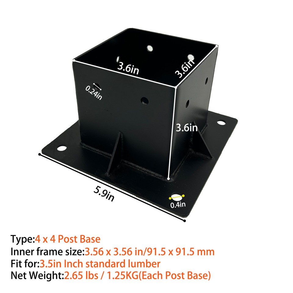 4X4 Post Base Wood Fence Post Brackets Concrete Post Anchor For 3.5
