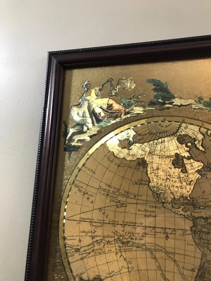 Gold Foil Mappamondo Del Globo 1774 Double Hemisphere World Map Antonio Zatta  - Image 3 of 4