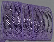 Deco Mesh Ribbon Metallic Light Purple 2.5" Halloween Easter Wreath Gift Bow