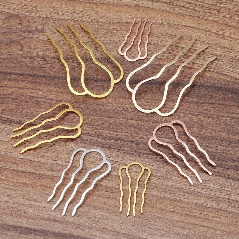 10 piezas peine de pelo de metal de latón hágalo usted mismo hecho a mano pinza de pelo componente accesorios de joyería Foto 3 de 4