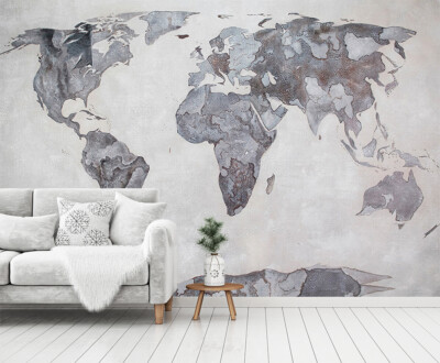 3D Black Map ZHUA2150 Wallpaper Wall Murals Removable Self-adhesive Zoe