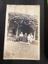 Women Seated On A Porch Vintage Real Photo Postcard