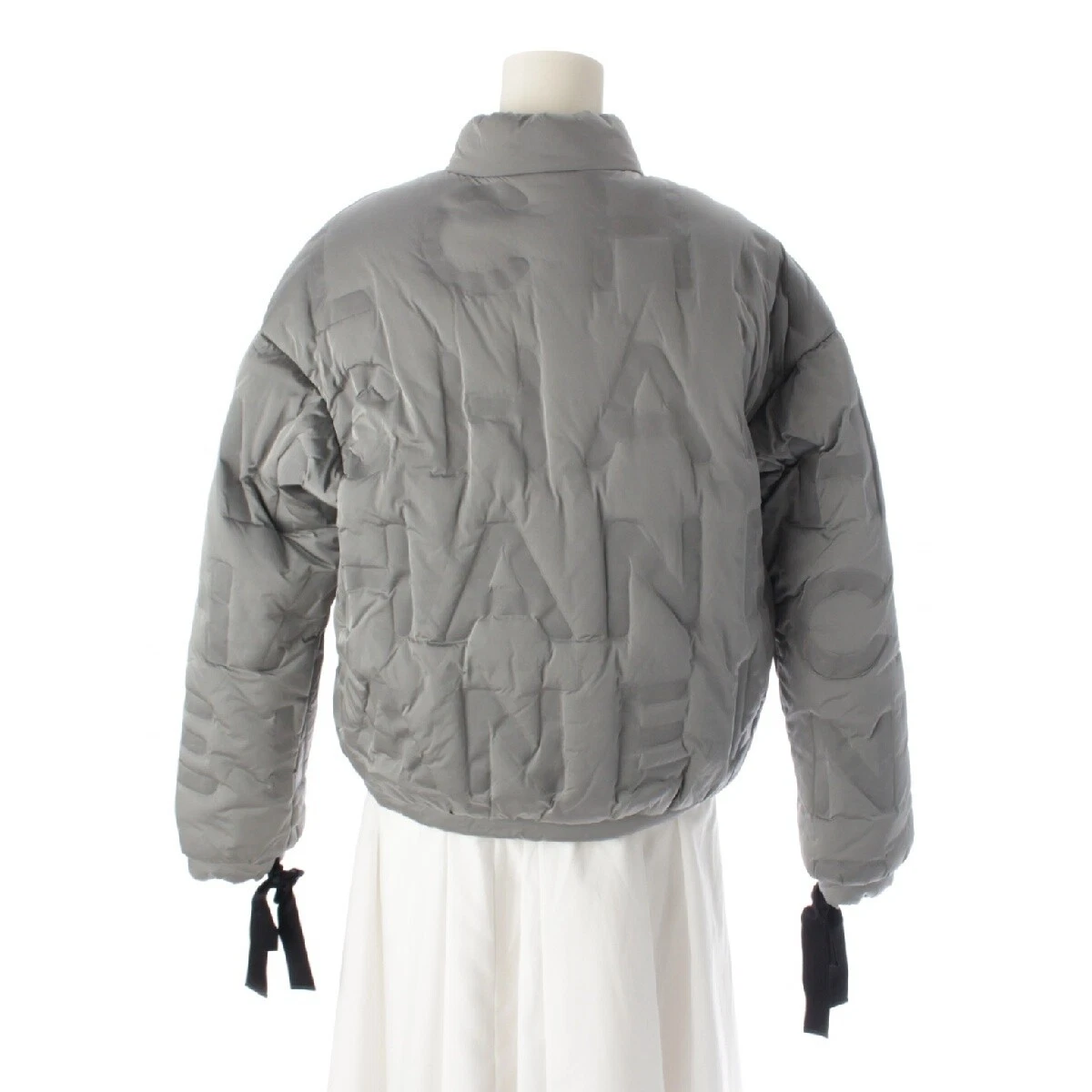 Piumino CHANEL nylon nero nastro logo blouson capospalla grigio chiaro 36