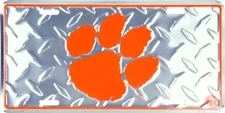 Clemson University Tigers Diamond Aluminum Metal Novelty License Plate Sign Tag