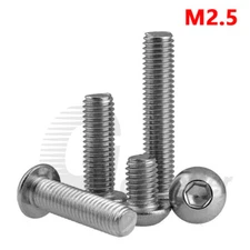 M2.5(2.5mm) BUTTON HEAD SCREWS ALLEN KEY SOCKET BOLTS A2 STAINLESS STEEL