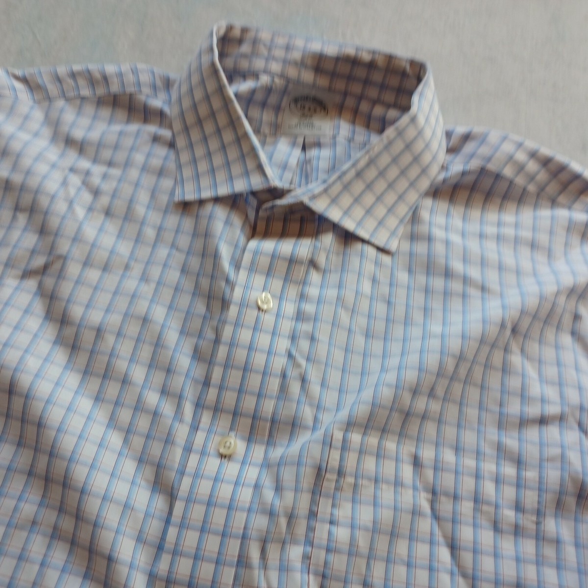 Brooks Brothers Sz 18-4/5 Plaid Slim Fit Non-Iron Mens Dress Shirt