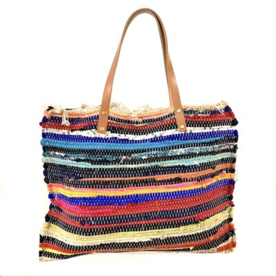 Cabas Panier Plage En Raphia Naturel - Style Marocain - Beige - Neuf Avec Étiquettes