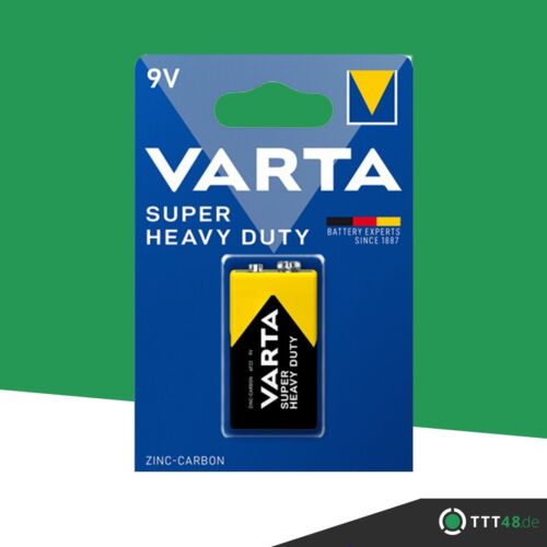 10 x Varta SuperHeavyDuty(Superlife) 9V Block E-Block 2022 6F22 Blister Batterie - Afbeelding 1 van 1