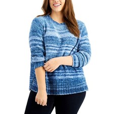 Style Co Womens XS Tonal Blue Combo Long Sleeve Sweater NWT CU54