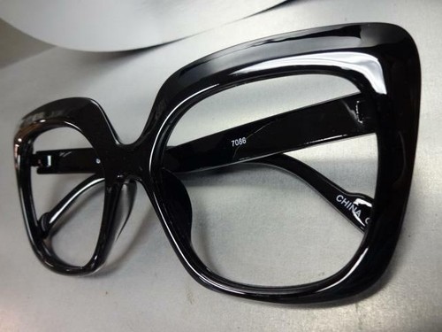 Oversize Exaggerated Cat Eye Style Lensless Eye Glasses Black Frame Only NO Lens - Picture 6 of 7