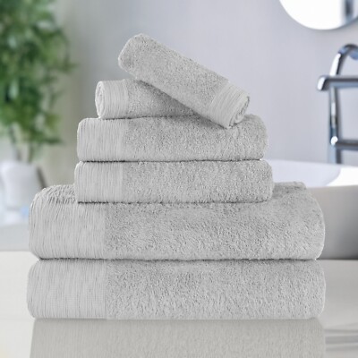 Rayon From Bamboo Cotton Blend Eco-Friendly Absorbent Solid 6 Piece Towel Set