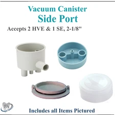 Dental Vacuum Canister Side Port, 2 HVE & 1 SE, 2-1/8" , Parts, DCI 5872 & 5873