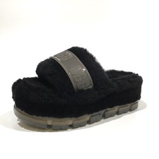 UGG FLUFFITA CLEAR FLUFF SLIDE PLATFORM SANDALS -BLACK -WOMEN  S US 7 -NEW