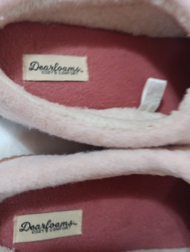 Dearfoams Slippers XL 11-12 Pink Mule Clog Fleece Indoor Outdoor Cushioned - Picture 3 of 5