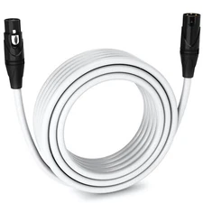 LyxPro Microphone 50 feet XLR Cable, Male to Female, 3 Pin Mic Cable, White