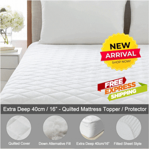 QUILTED MATTRESS PROTECTOR TOPPER LUXURY FITTED COVER SINGLE DOUBLE KING BUNK
