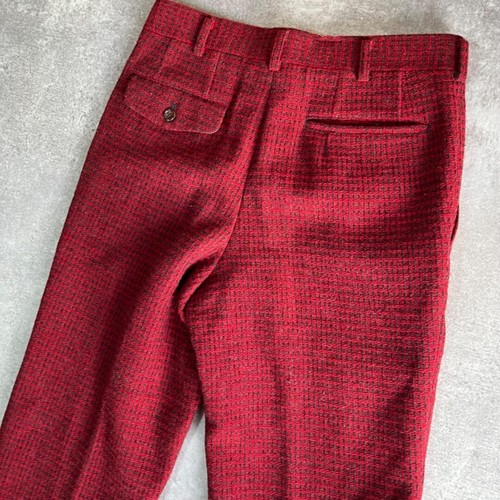 Comme Des Garcons Homme Tanaka Wool Red Pants Check Ad2000 embroidery Used Japan - Picture 12 of 14