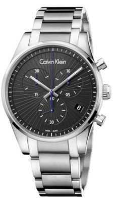 New Swiss Made CALVIN KLEIN Chronograph Quartz Black Dial Men's Watch