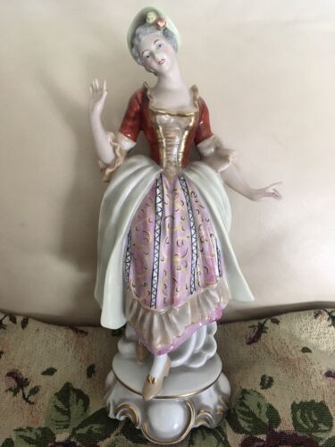 Porzellanfigur Rokoko-Dame, Gerold Tettau West Germany, 31 cm