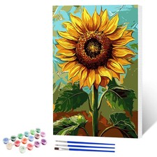 Sunflower Paint by Numbers Kits for Adults Beginner with Wooden Framed, Color...
