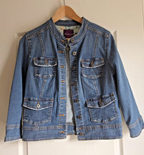 VTG Gloria Vanderbilt Blue Denim Button Front Jean Jacket w/ 4 Pockets Women's M
