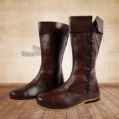 Medieval Ren Faire Costume Boots Viking Medieval Leather Boots with laces Sca