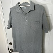 J Crew Garment Dyed Short Sleeve Polo Shirt Gray Men's Size Medium