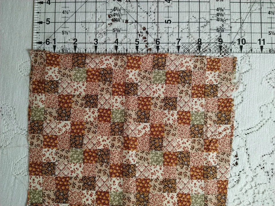 REMNANT Cheater Quilt Fabric Cotton VIP Cranston Brown Floral Squares 9x9" - Image 4 of 4