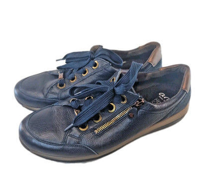 ara Sneaker High Soft Gr. 9 43 Dunkelblau Leder Damenschuhe Halbschuhe Sehr Gut 