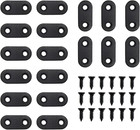 20 Pack Black Straight Brace, Flat Straight Bracket with Screws, 1.42 x 0.63 Inc
